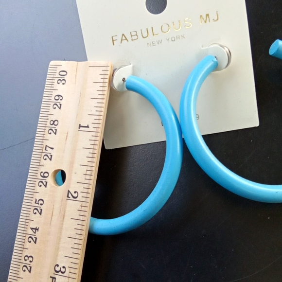 Large Blue Hoop Earrings - Picture 6 of 8